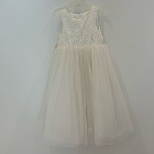 DAVID'S BRIDAL Lace and Mesh Tank Flower Girl Dress 4